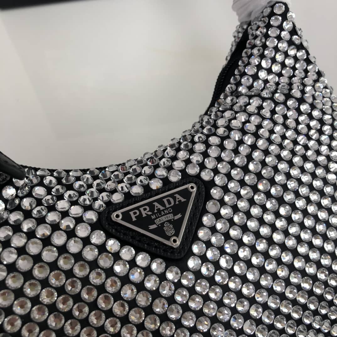 Prada Satin Re-Edition 2000 Crystal Mini Hobo