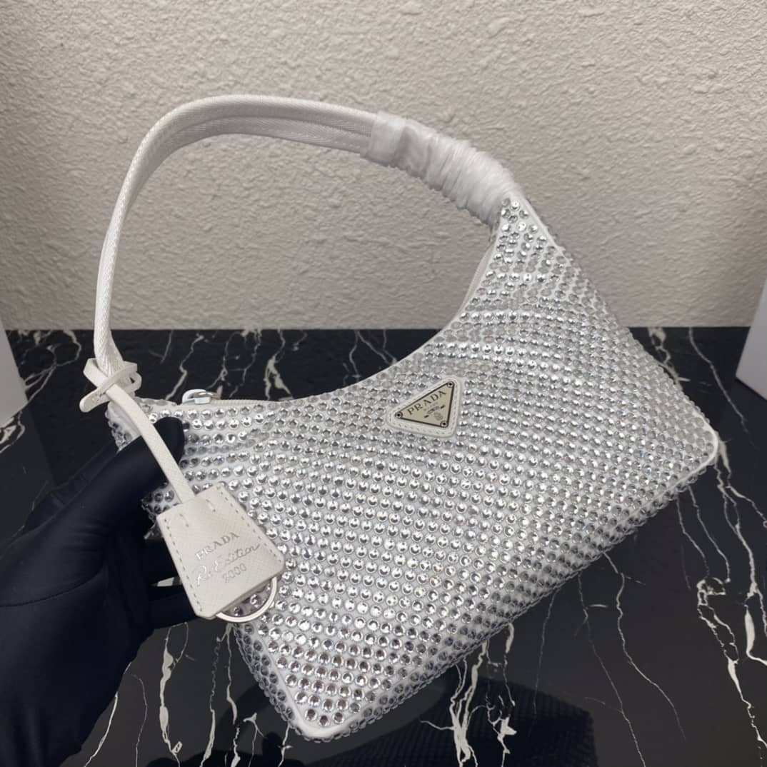 Prada Satin Re-Edition 2000 Crystal Mini Hobo