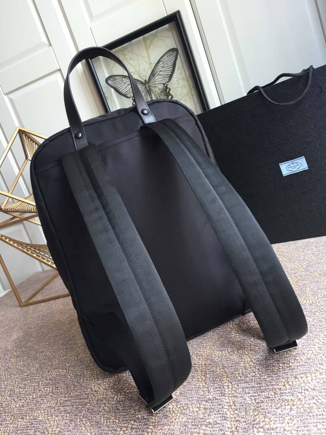 Prada Backpack Dupe Nylon Tessuto Palme Zaino