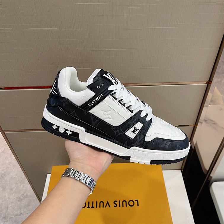 LOUIS VUITTON TRAINER WHITE BLACK WHITE   LVS018