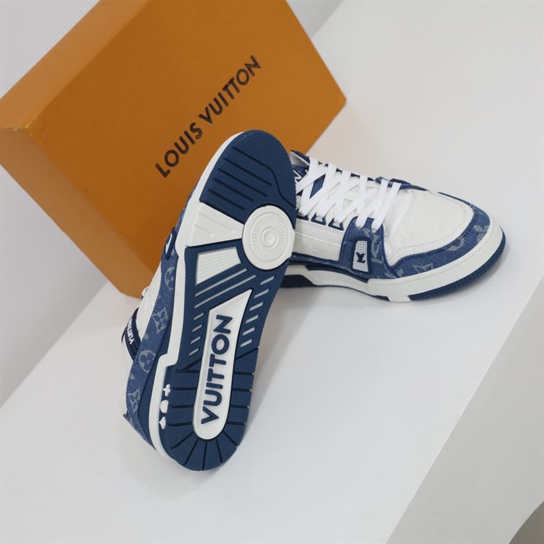 LOUIS VUITTON TRAINER MONOGRAM DENIM WHITE BLUE   LVS006