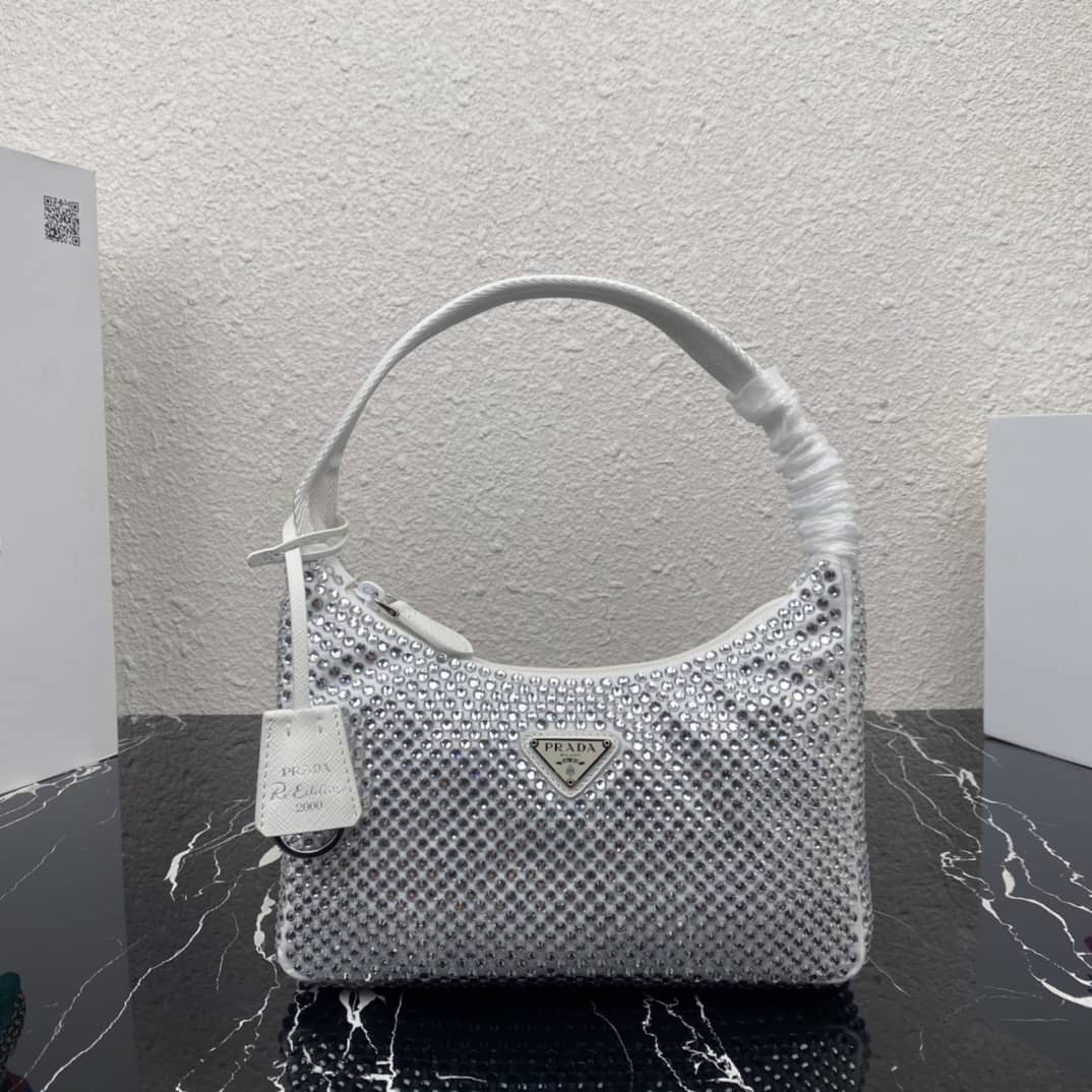 Prada Satin Re-Edition 2000 Crystal Mini Hobo