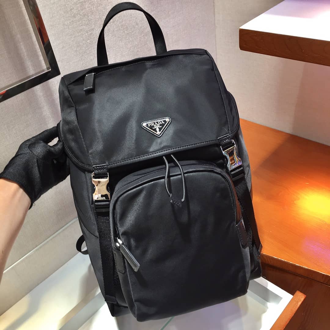Prada Backpack Dupe Black Nylon Saffiano Leather