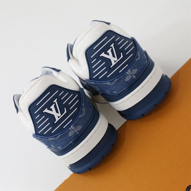 LOUIS VUITTON TRAINER MONOGRAM DENIM WHITE BLUE   LVS006