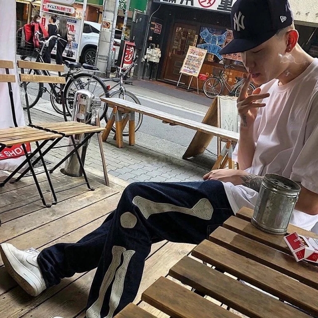 Kapital Bone logo denim jeans Travis Scott