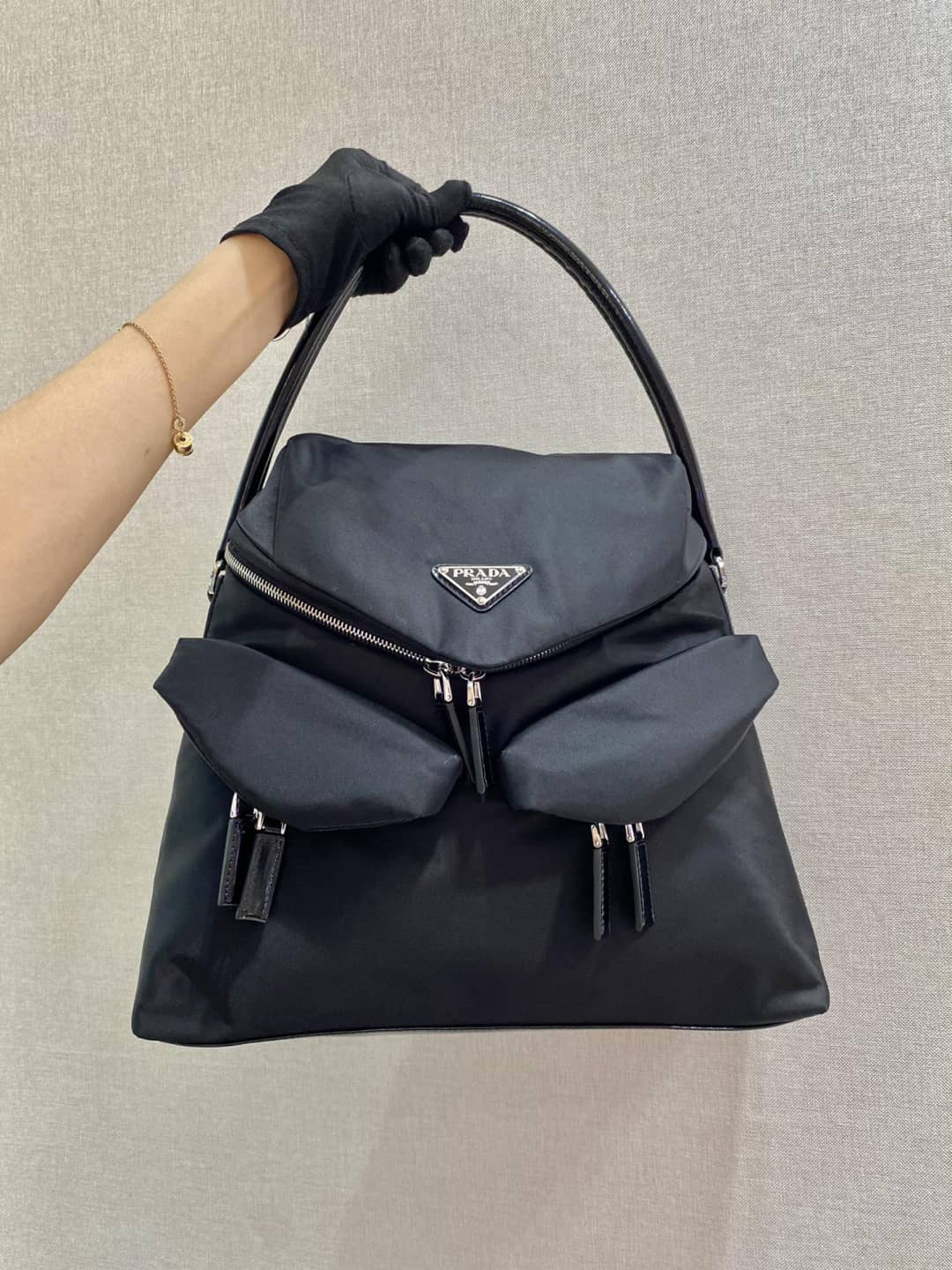 Prada Signaux Nylon Leather Replica Hobo Bag