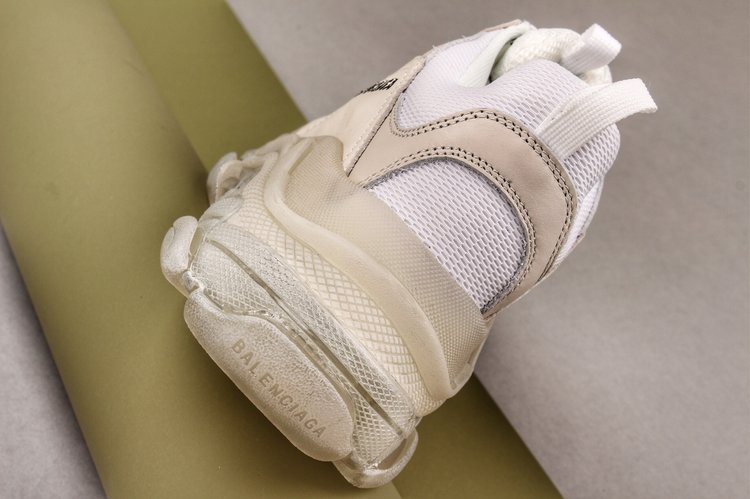 Men s Triple S Mesh   Leather Sneakers White Replica