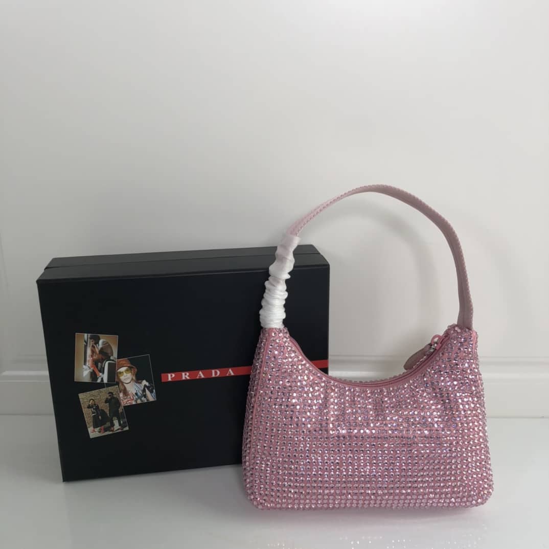 Prada Satin Re-Edition 2000 Crystal Mini Hobo