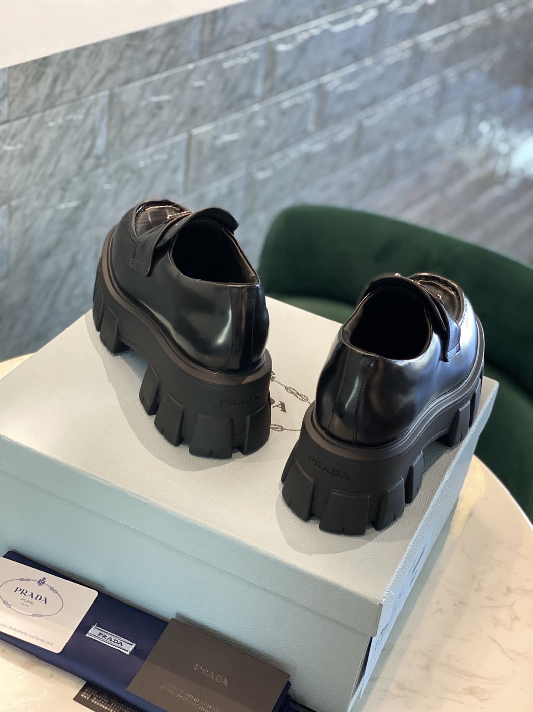 Prada loafers Dupe MONOLITH BRUSHED LEATHER  PRS034