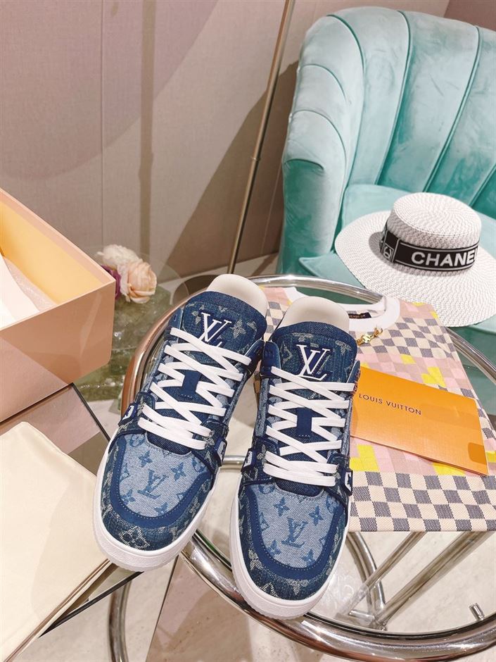 LOUIS VUITTON TRAINER SNEAKER DENIM MONOGRAM   LVS129