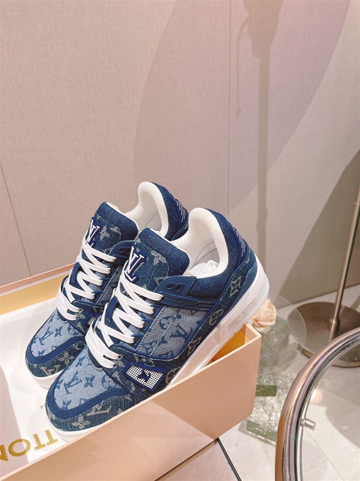 LOUIS VUITTON TRAINER SNEAKER DENIM MONOGRAM   LVS129