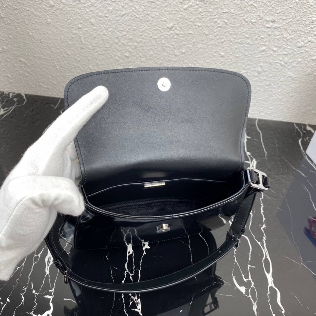 Replica Pradas Cleo Brushed Leather Flap Shoulder Bag