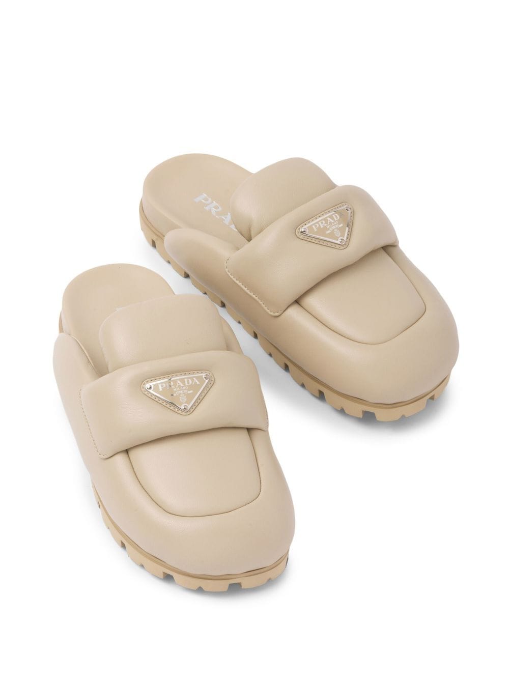 Replica Pradas triangle-logo padded slippers
