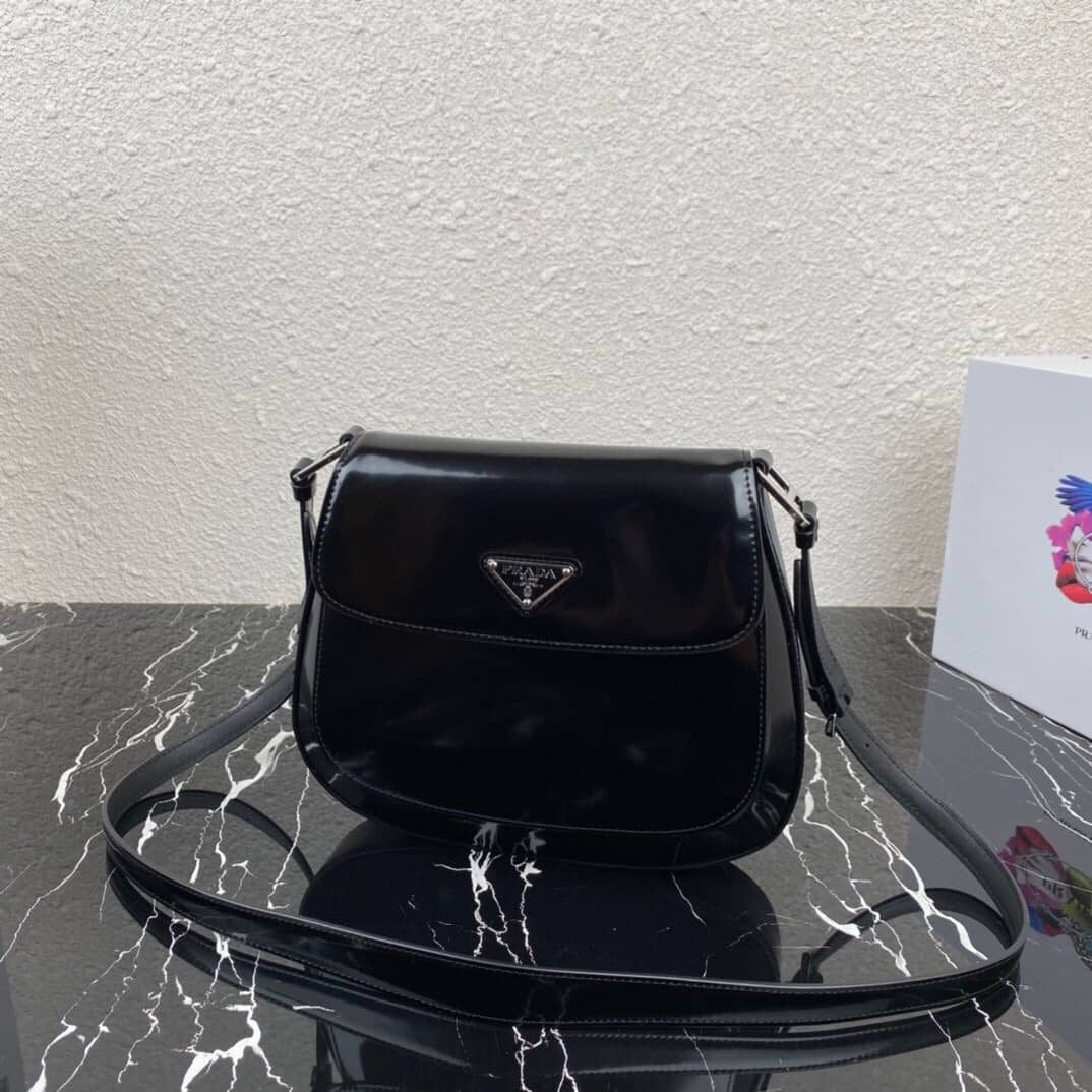 Replica Pradas Cleo Brushed Leather Flap Shoulder Bag