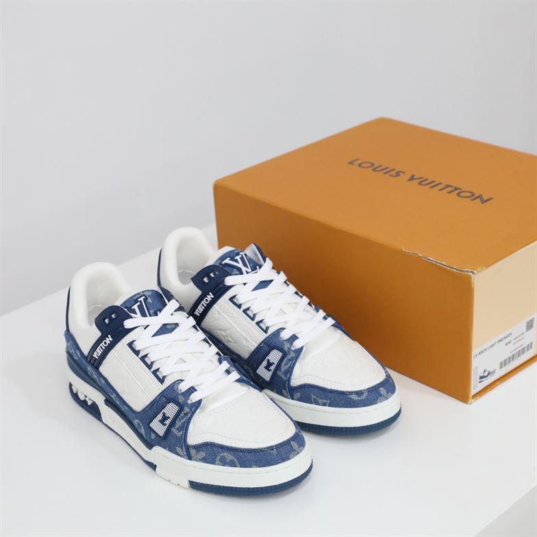 LOUIS VUITTON TRAINER MONOGRAM DENIM WHITE BLUE   LVS006