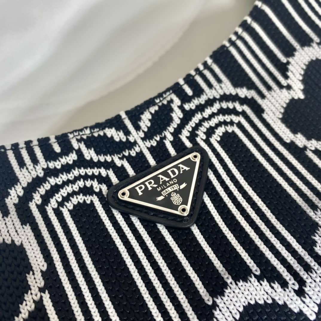 Prada Cleo Bag Dupe Jacquard Knit And Leather Replica Bag