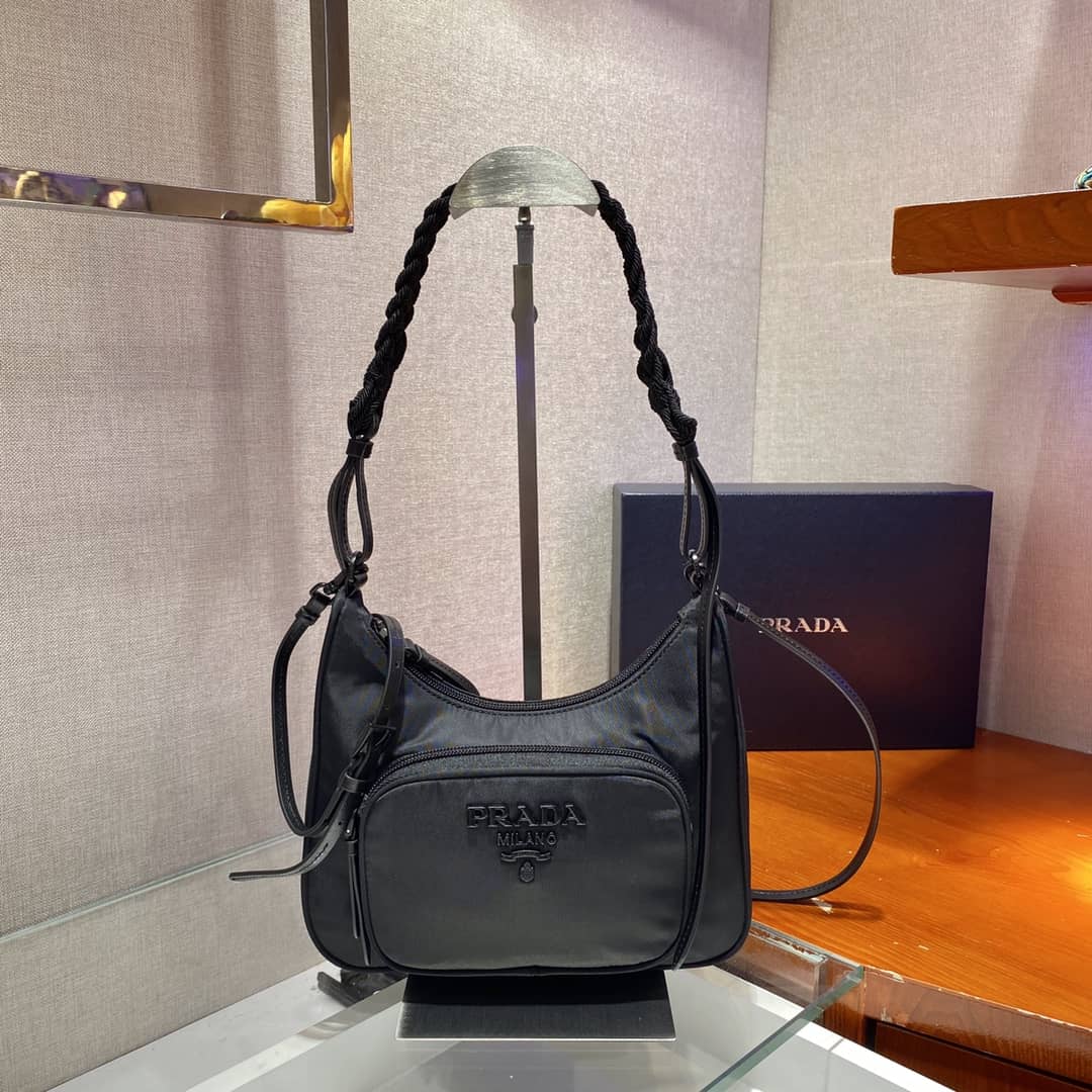 Prada Replica Nylon Hobo Bag With Braided Strap