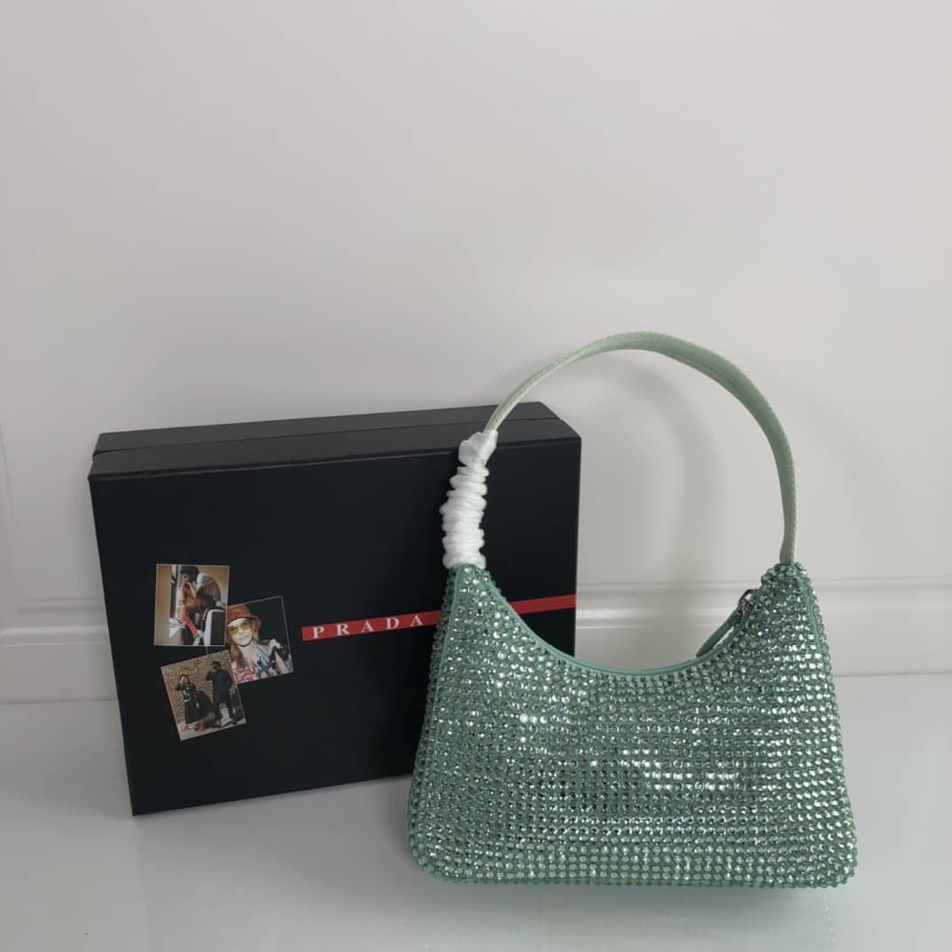 Prada Satin Re-Edition 2000 Crystal Mini Hobo