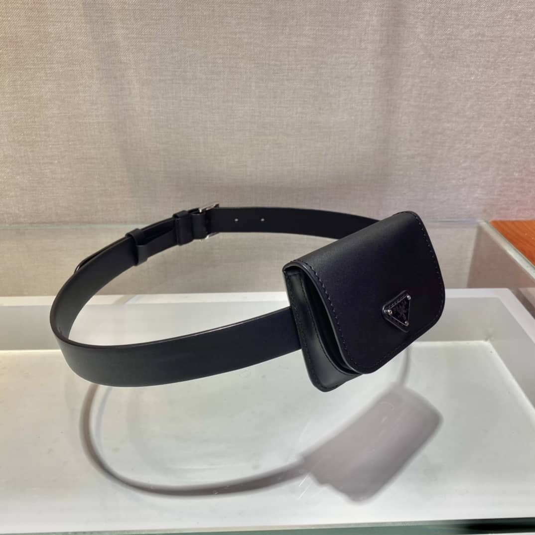 Replica Pradas Womens Leather Belt With Pouch