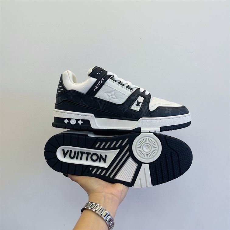 LOUIS VUITTON TRAINER WHITE BLACK WHITE   LVS018