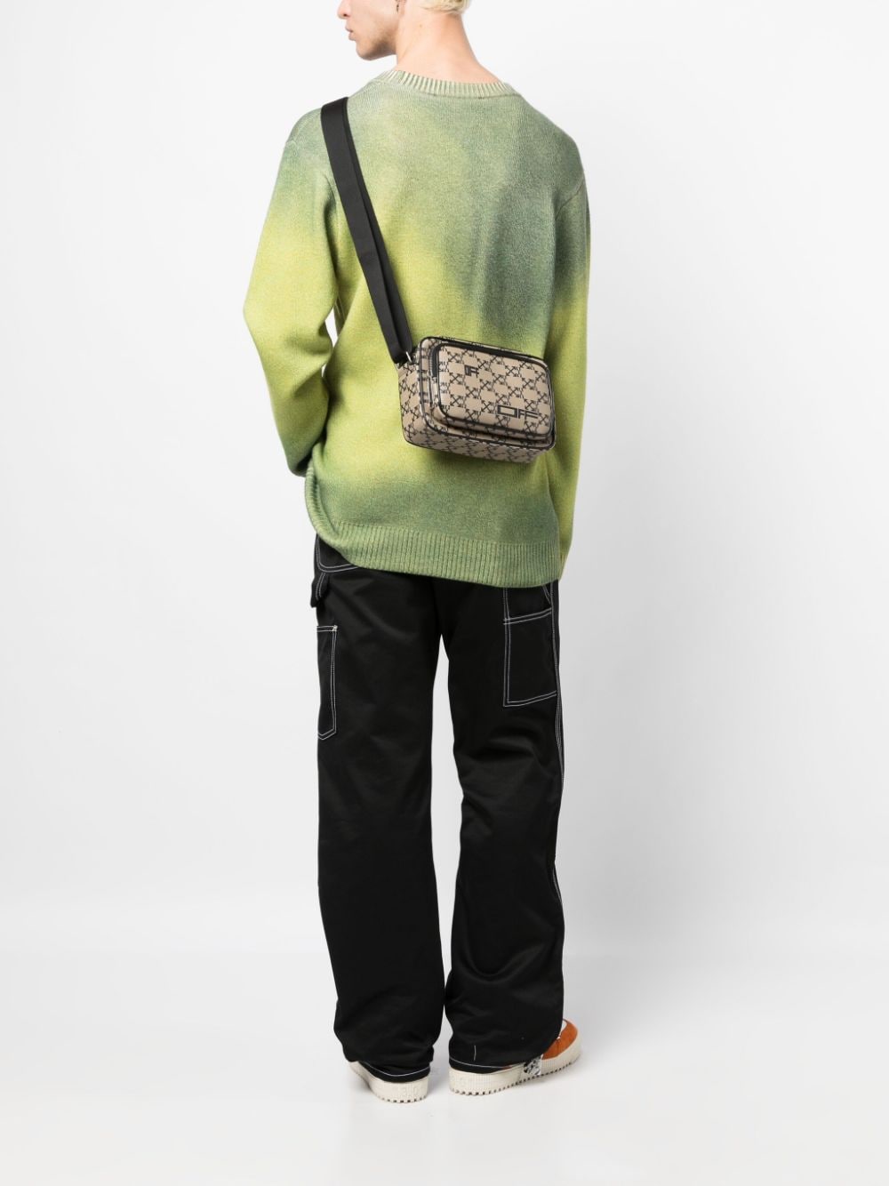 Off White Reps Arrows-print canvas shoulder bag - Cola