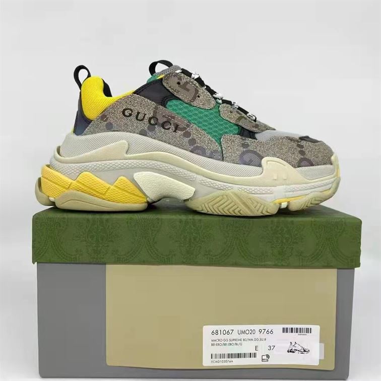 GUCCI X BALENCIAGA THE HACKER PROJECT TRIPLE S BEIGE GREEN YELLOW   GCC074
