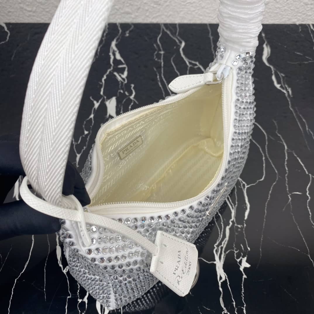 Prada Satin Re-Edition 2000 Crystal Mini Hobo