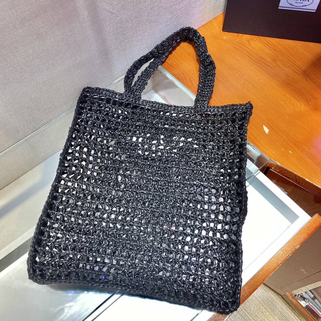 Replica Pradas Raffia Leather Replica Tote
