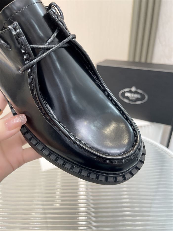 PRADA MONOLITH BRUSHED LEATHER LACE-UP SHOES   PRS039