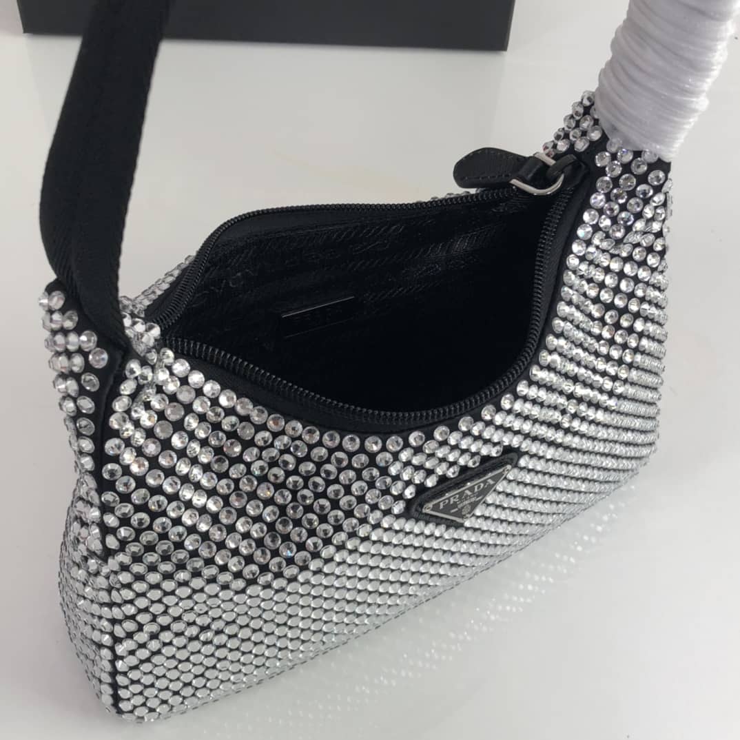 Prada Satin Re-Edition 2000 Crystal Mini Hobo