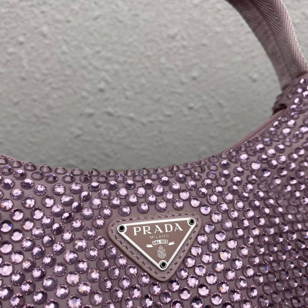 Prada Satin Re-Edition 2000 Crystal Mini Hobo