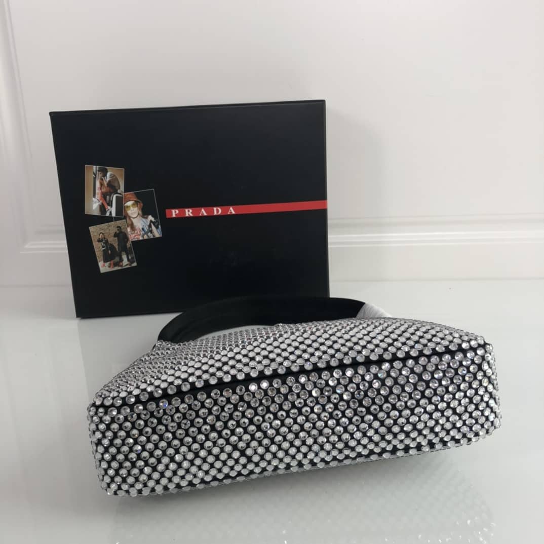 Prada Satin Re-Edition 2000 Crystal Mini Hobo