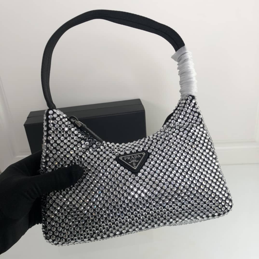 Prada Satin Re-Edition 2000 Crystal Mini Hobo