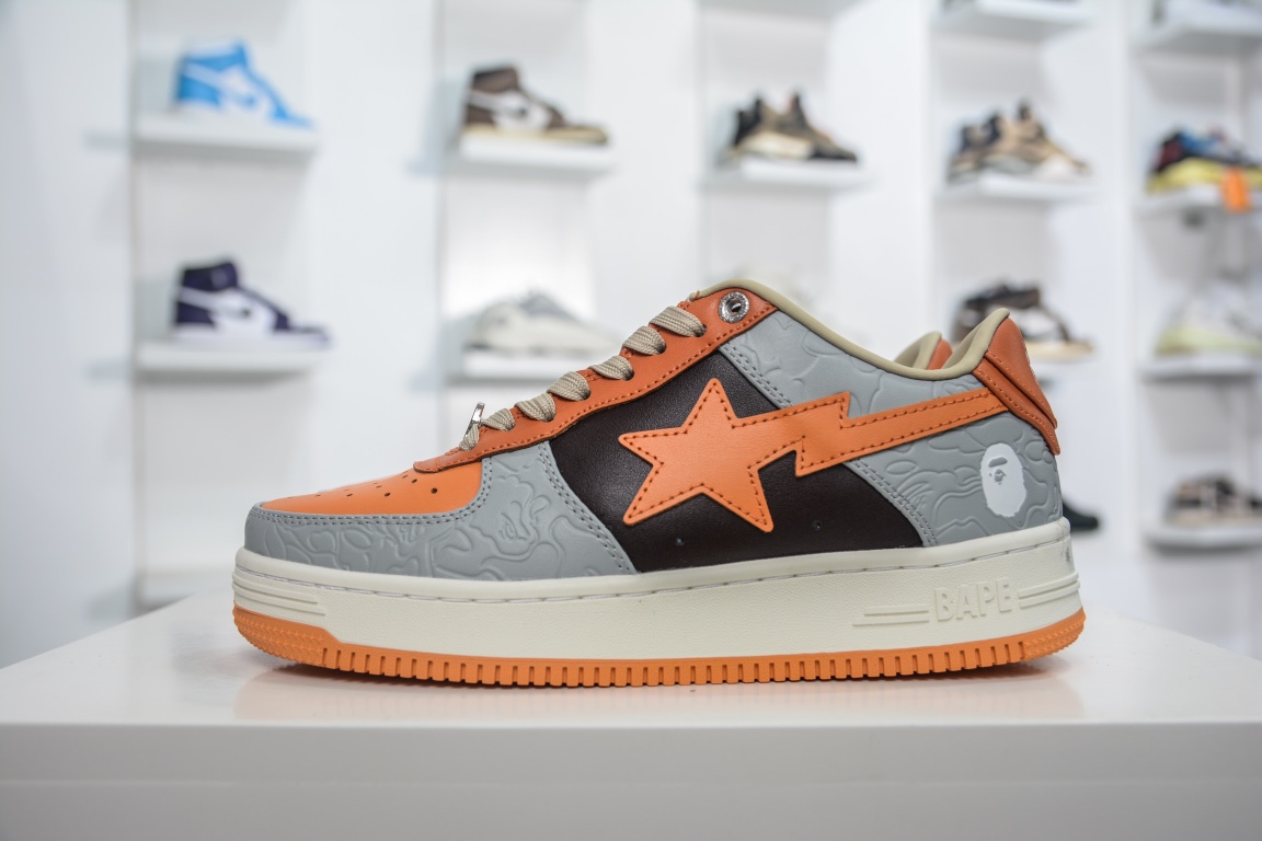 A Bathing Ape Bape Sta Low Grey Orange