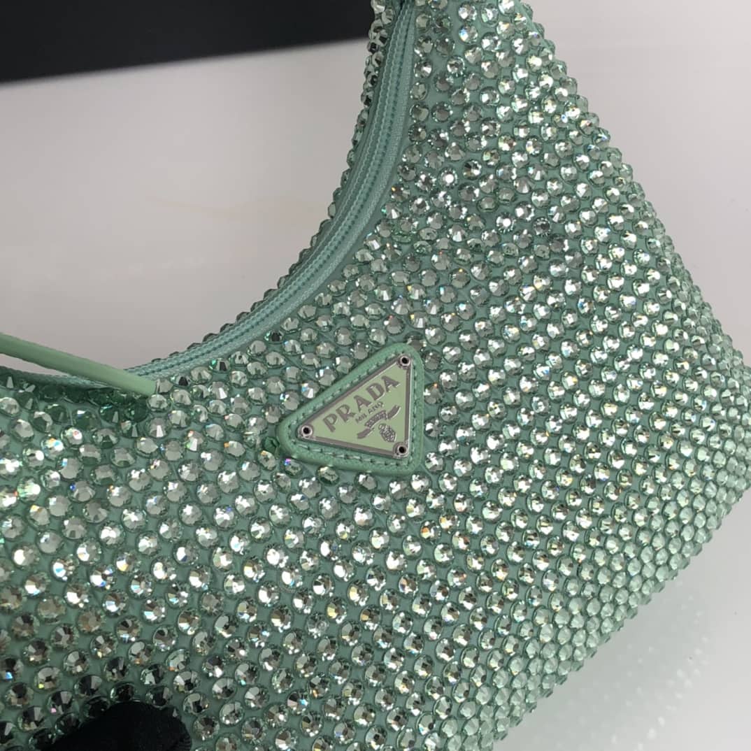 Prada Satin Re-Edition 2000 Crystal Mini Hobo