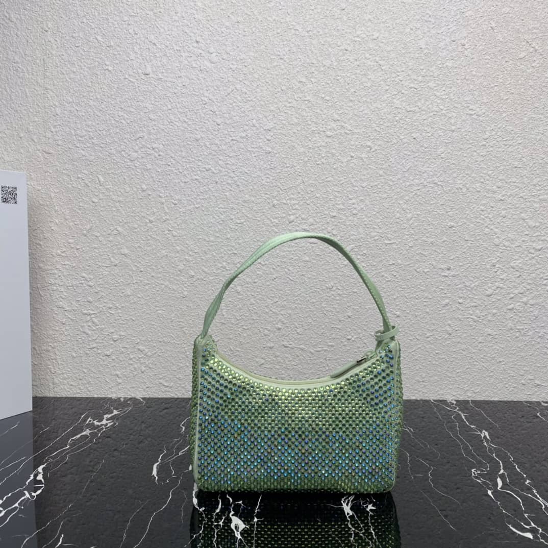 Prada Satin Re-Edition 2000 Crystal Mini Hobo