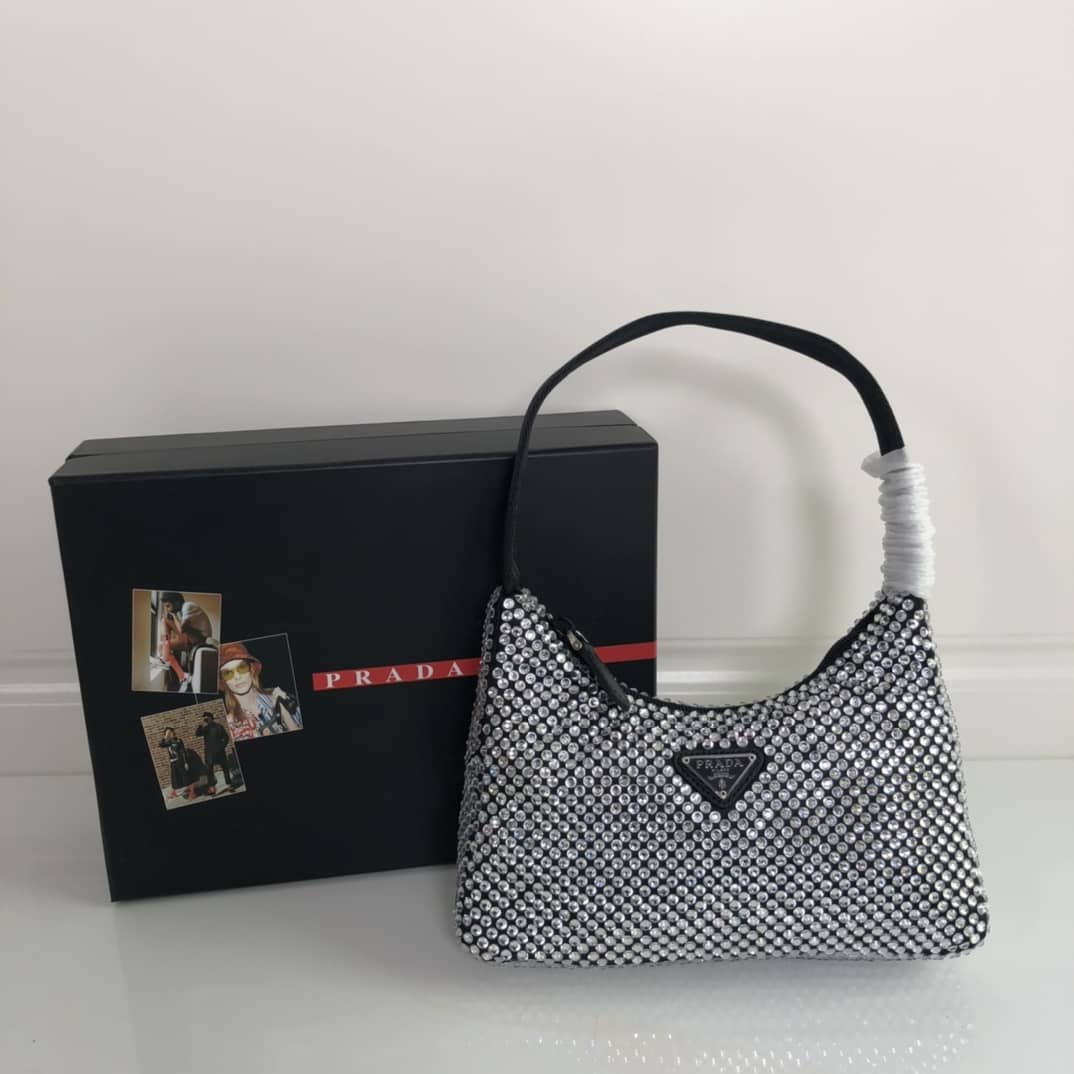 Prada Satin Re-Edition 2000 Crystal Mini Hobo