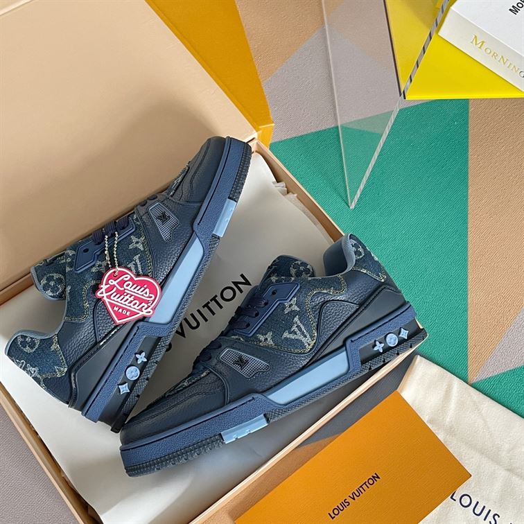 LOUIS VUITTON X NIGO TRAINER SNEAKERS IN BLUE   LVS005