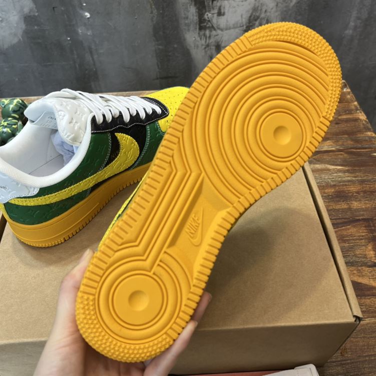 LOUIS VUITTON X NIKE AIR FORCE 1 LOW-TOP SNEAKERS IN YELLOW AND GREEN   LVS119