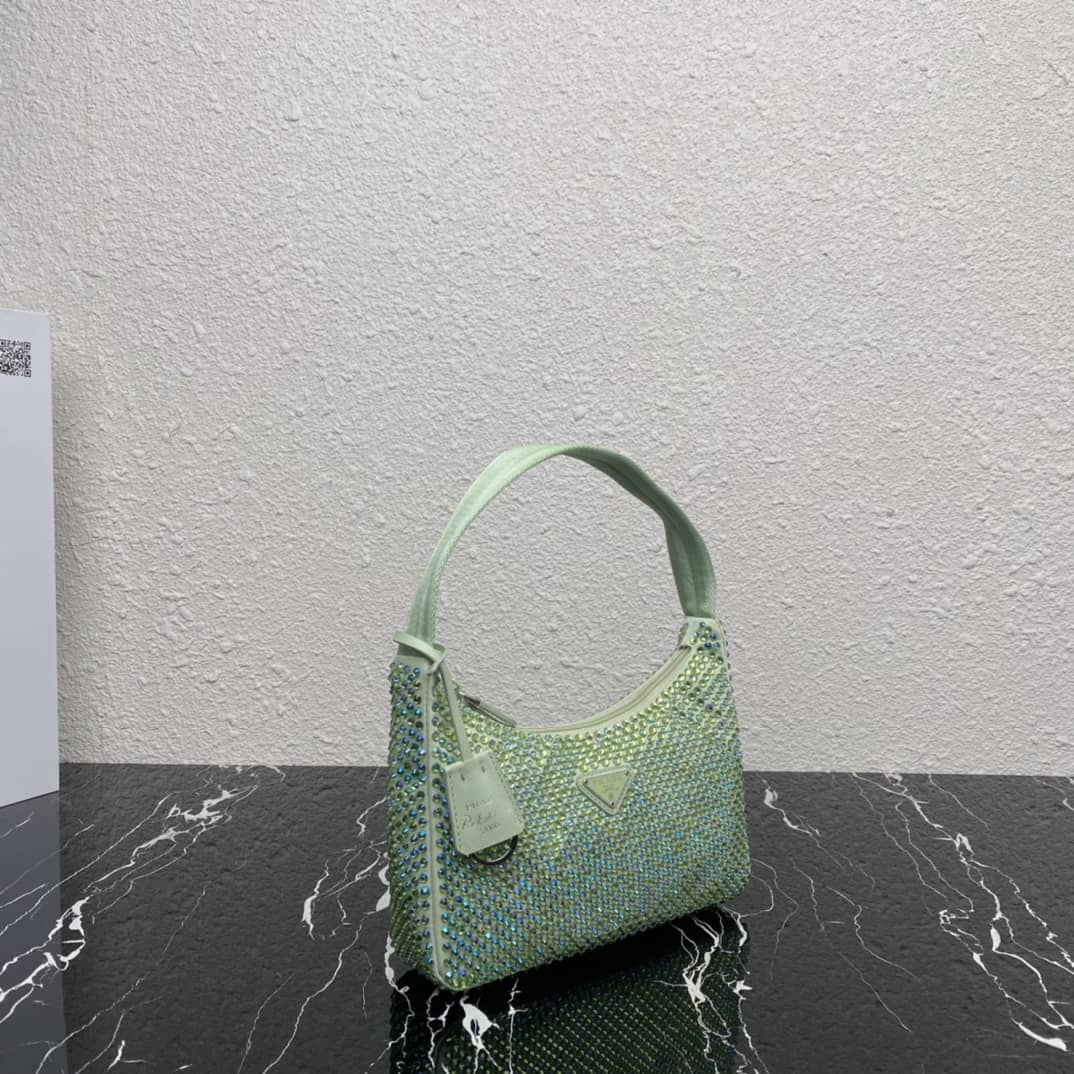 Prada Satin Re-Edition 2000 Crystal Mini Hobo