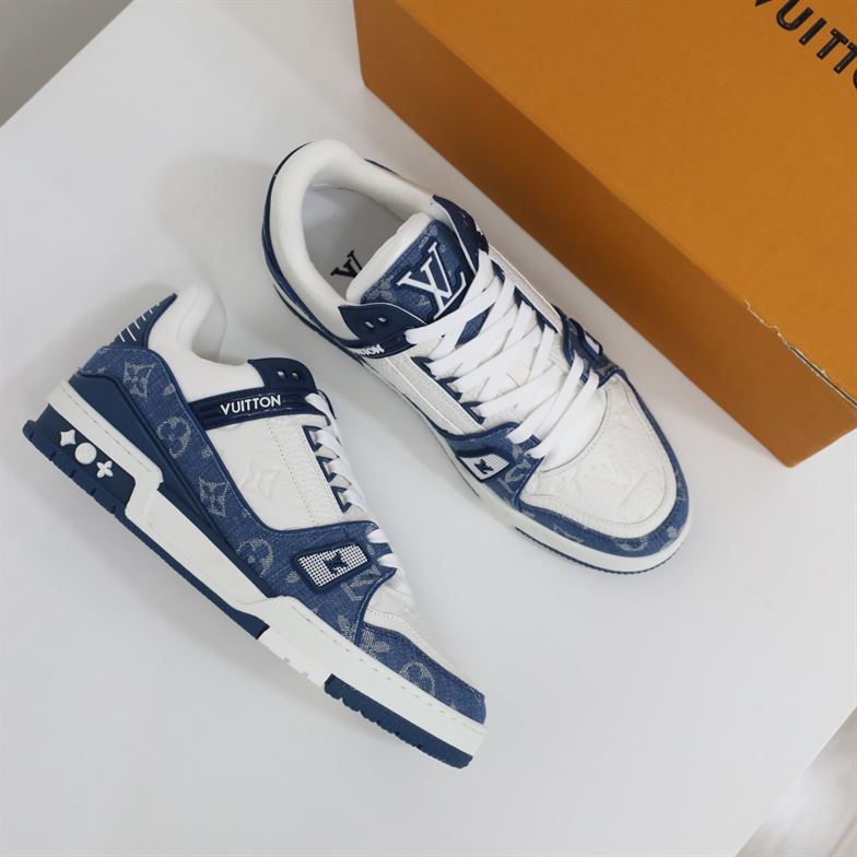 LOUIS VUITTON TRAINER MONOGRAM DENIM WHITE BLUE   LVS006