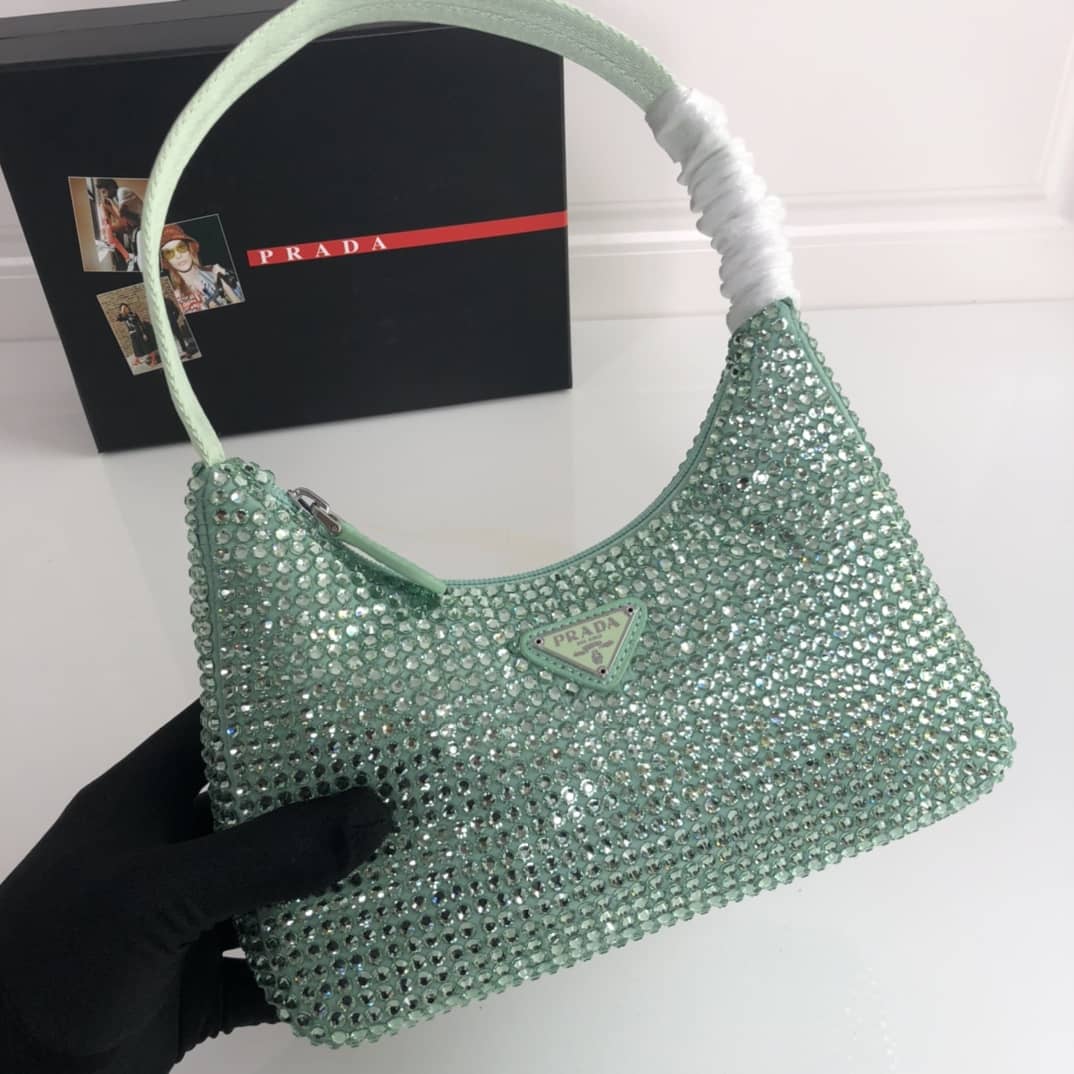 Prada Satin Re-Edition 2000 Crystal Mini Hobo