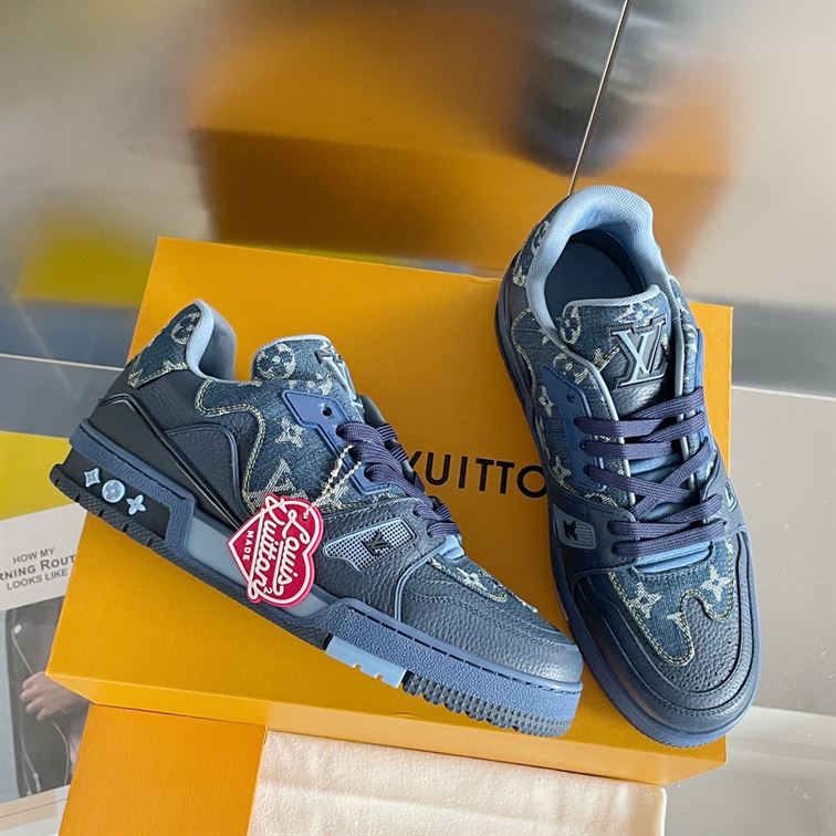 LOUIS VUITTON X NIGO TRAINER SNEAKERS IN BLUE   LVS005