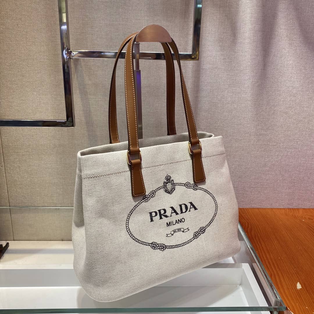 Prada Raffia Tote Dupe Small Linen Blend Calf Leather Replica Tote