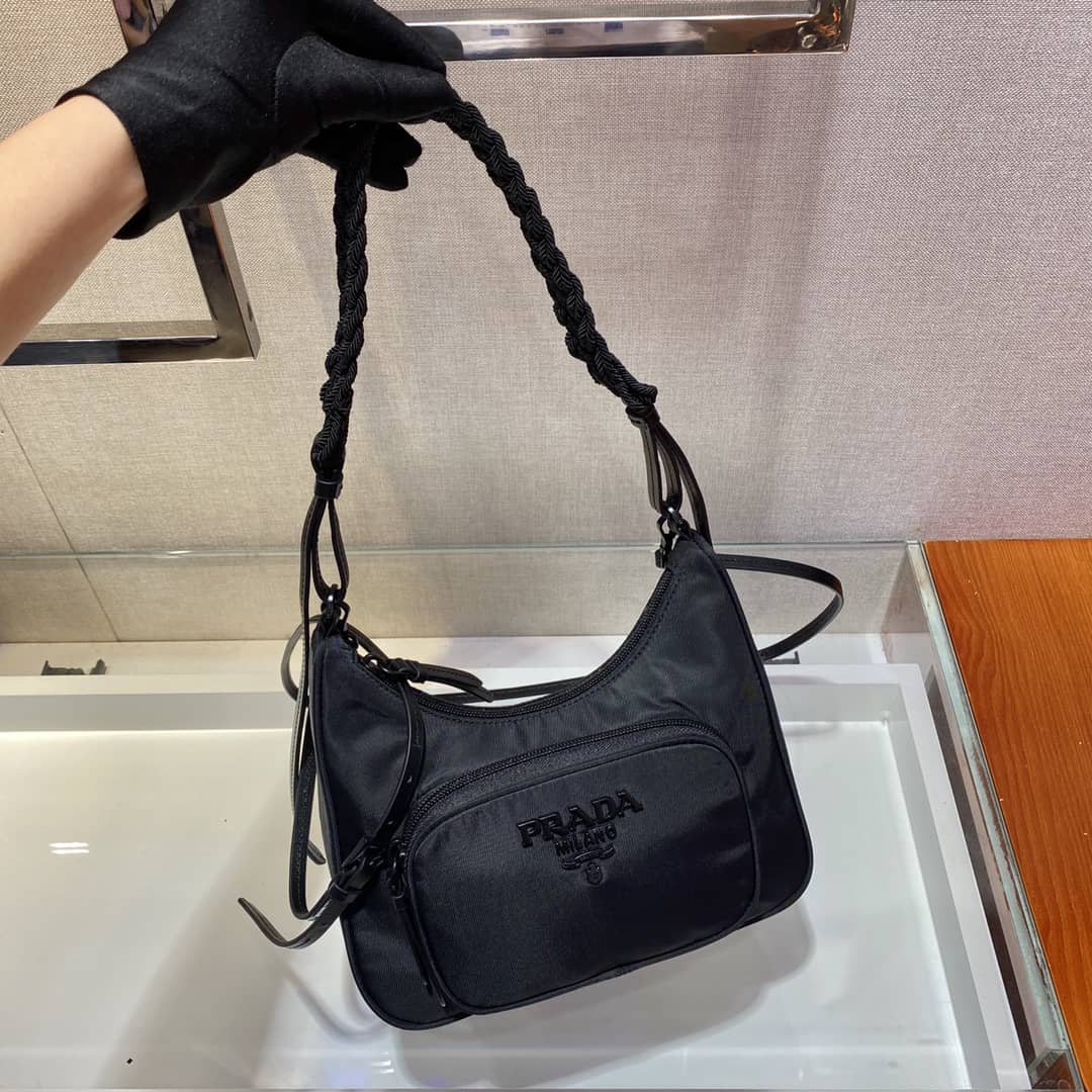 Prada Replica Nylon Hobo Bag With Braided Strap