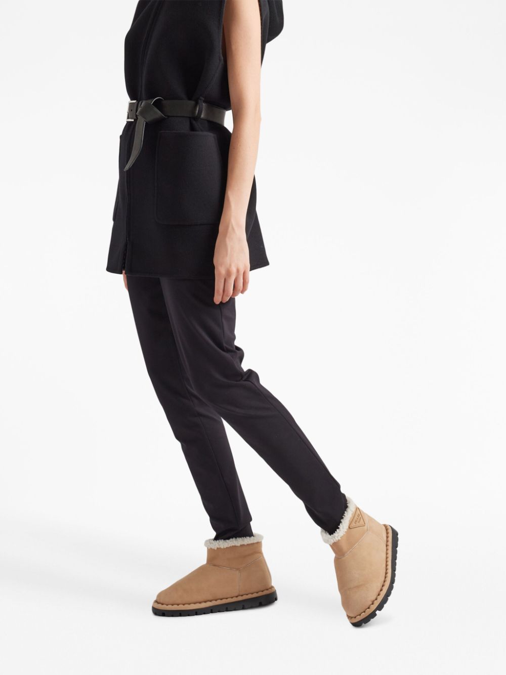 Prada triangle-logo suede boots