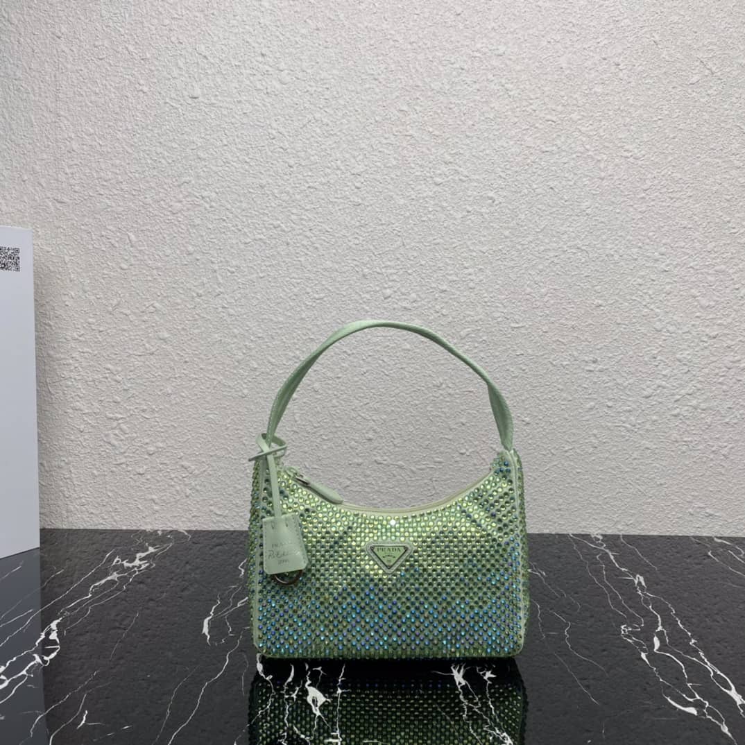 Prada Satin Re-Edition 2000 Crystal Mini Hobo