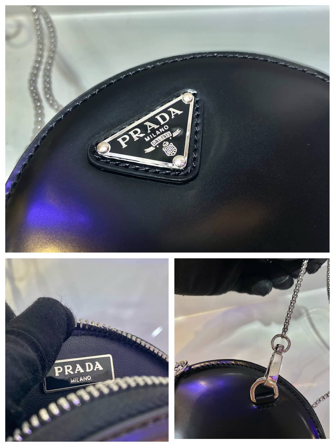 Prada Brushed Leather Mini Pouch Messenger Bag