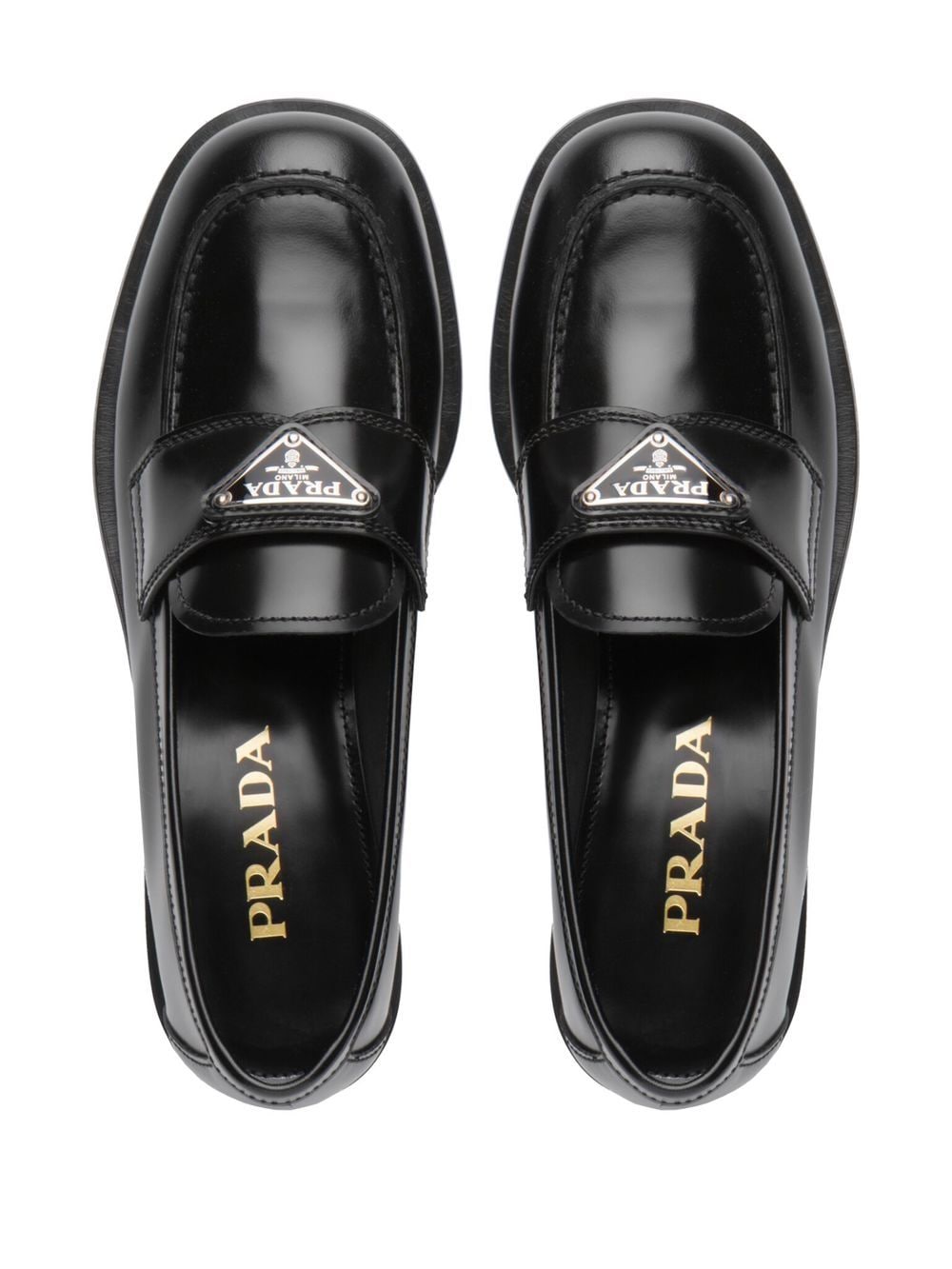 Prada loafers Dupe logo-plaque leather