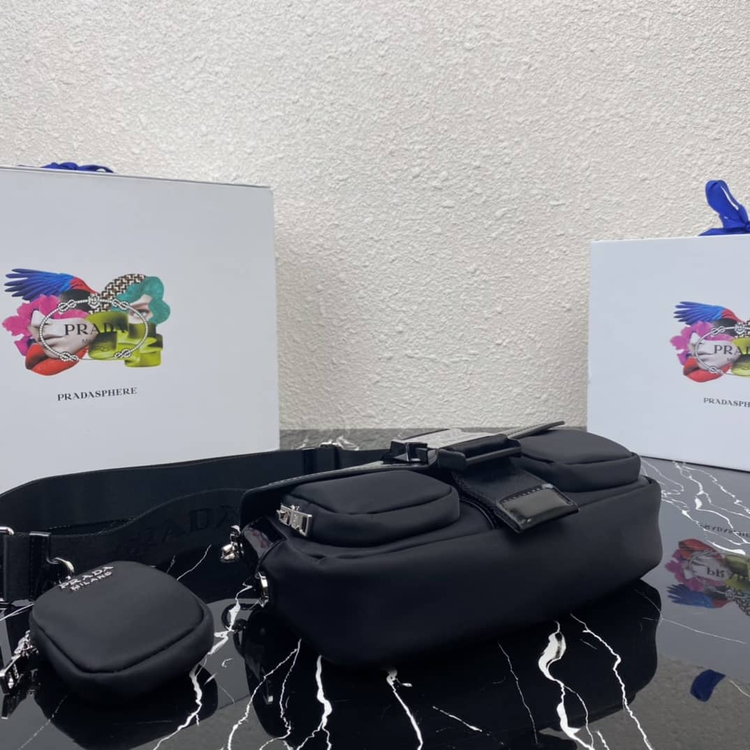 Prada Pocket Nylon And Brushed Leather Replica Bag